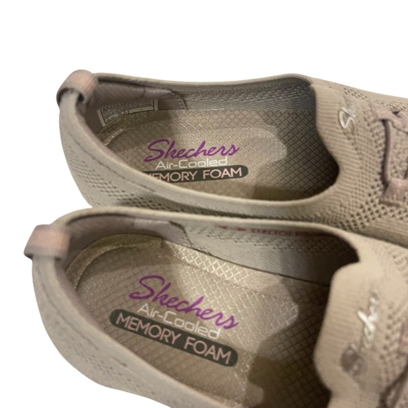 Skechers Newbury Street Every Angle Beige Knit Slip-On Sneakers Shoes - Picture 4 of 7